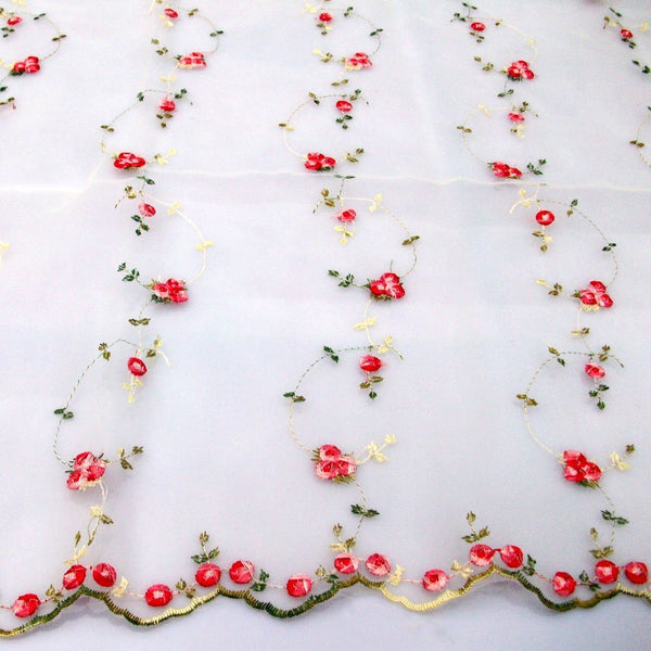 55 Width Organza Vintage Botanical Floral Print Fabric by the Yard – iriz  Lace