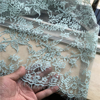 145cm Width x 145cm Length Premium Eyelash Floral Embroidery Lace Fabric