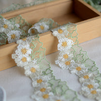 3 Yards x 6cm Width  Daisy  Floral Embroidery Color Lace Ribbon