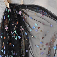 130cm Width x 95cm Length Colorful Sequin star  Embroidery Lace Fabric