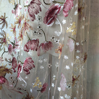 130cm Width x 95cm Length Premium Floral Embroidery Tulle Lace Fabric