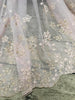51” Width Arc Lines Embroidered Floral Lace Fabric by the Yard