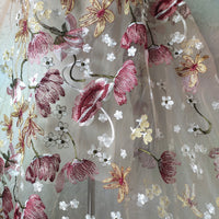 130cm Width x 95cm Length Premium Floral Embroidery Tulle Lace Fabric