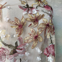 130cm Width x 95cm Length Premium Floral Embroidery Tulle Lace Fabric