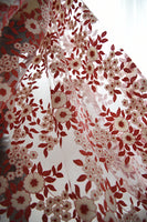 135cm Width x 95cm Length Bridal Wedding Lace Floral Embroidery Lace  Fabric