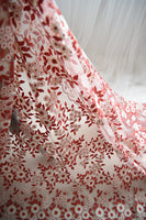 135cm Width x 95cm Length Bridal Wedding Lace Floral Embroidery Lace  Fabric