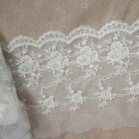3 Yards of 20cm Width Retro Floral Embroidered Mesh Lace Fabric Trim