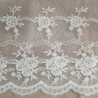 3 Yards of 20cm Width Retro Floral Embroidered Mesh Lace Fabric Trim
