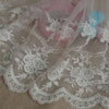 3 Yards of 20cm Width Retro Floral Embroidered Mesh Lace Fabric Trim