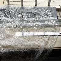 145cm Width x 145cm Length Premium Eyelash Floral Embroidery Lace Fabric