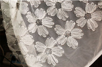 125cm Width x 95cm Length Premium Sequin 3D Abstract Poppy Floral Embroidery Lace Fabric