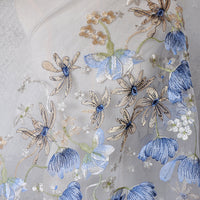 130cm Width x 95cm Length Premium Floral Embroidery Tulle Lace Fabric