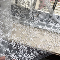 145cm Width x 145cm Length Premium Eyelash Floral Embroidery Lace Fabric