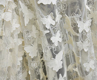 130cm Width x 95cm Length Premium 3D Butterfly Embroidery Lace Fabric Wedding Dress Lace Fabric