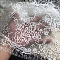 145cm Width x 145cm Length Premium Eyelash Floral Embroidery Lace Fabric