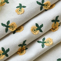 125cm Width x 95cm Length Premium 3D Flower Embroidery Cotton Linen Fabric