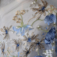 130cm Width x 95cm Length Premium Floral Embroidery Tulle Lace Fabric