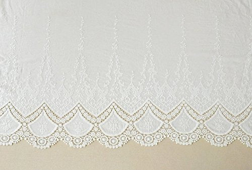 Floral Pattern Embroidered Lace Trim Fabric - OneYard