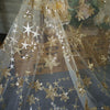 120cm Width x 95cm Length Sequined Stars Embroidery Lace Fabric