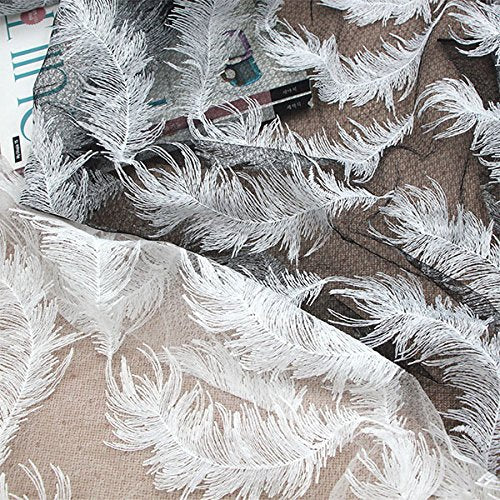 Feather Pattern Lace Hollow Embroidery Fabric by the Yard